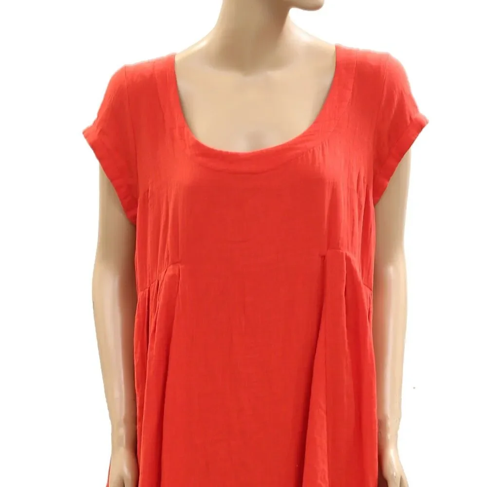 Free People Free-Est Blaine Midi Dress Cap Sleeve Fiery Red Scoop Neck S 288432